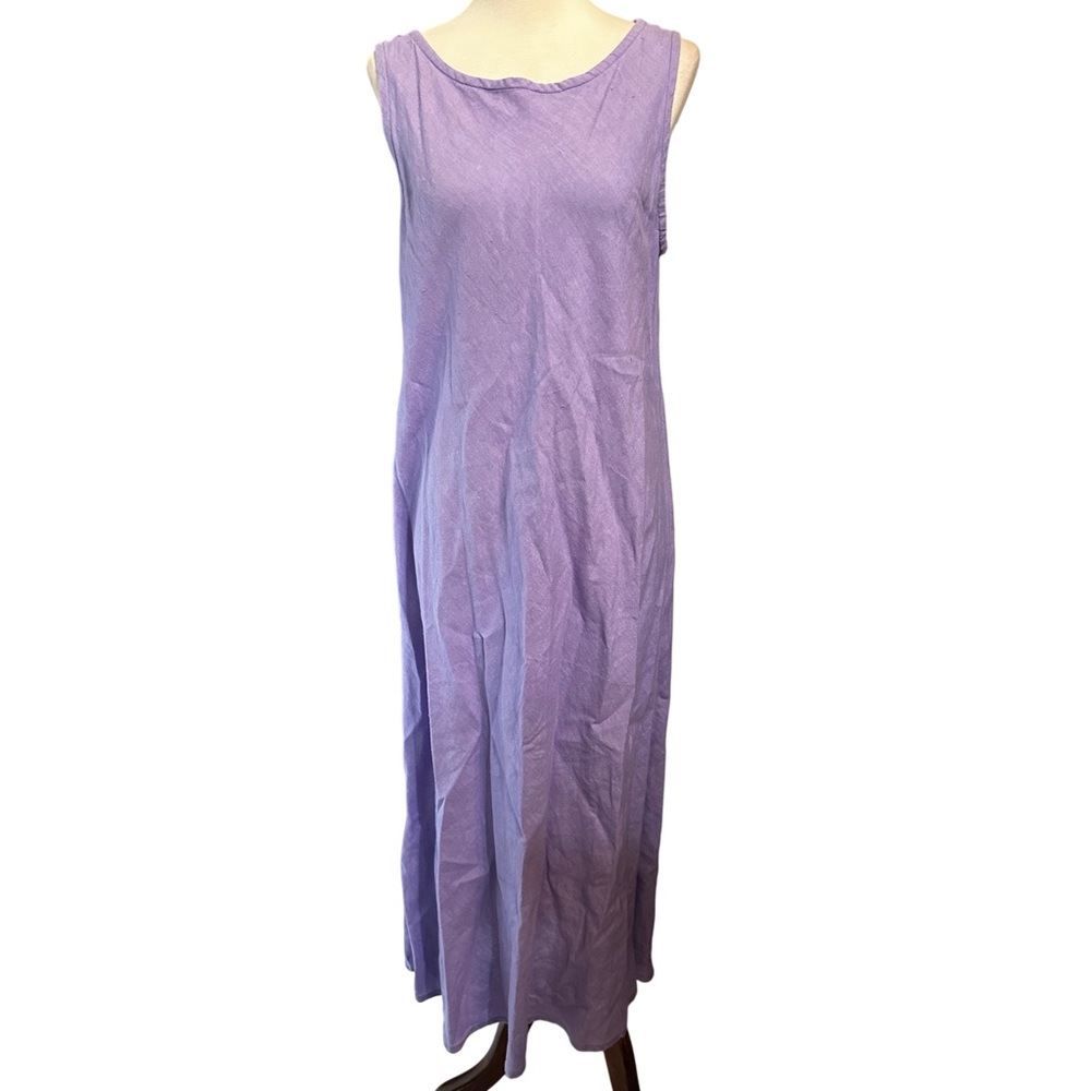 Eileen Fisher Petites 100% Linen Purple Sleeveless Dress Maxi